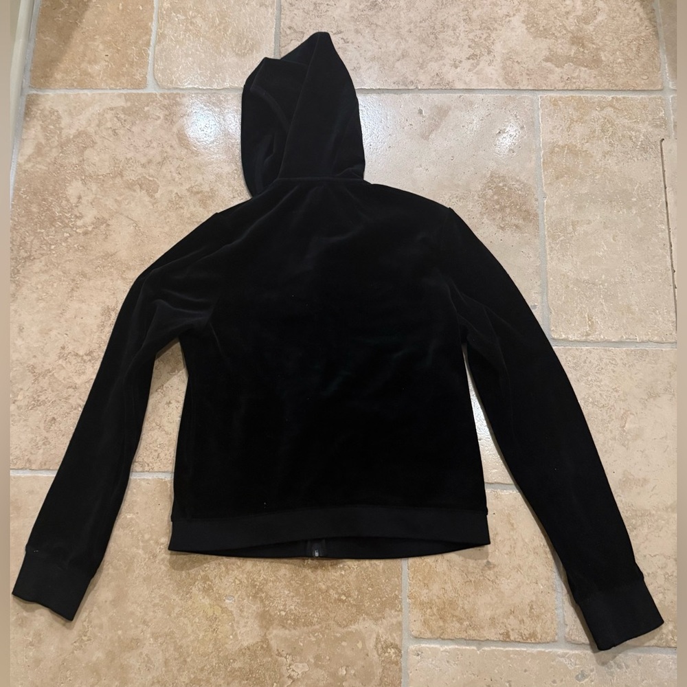 NWOT JUICY ROSES BLING COTTON VELOUR HOODIE in licorice size L - Picture 7 of 7